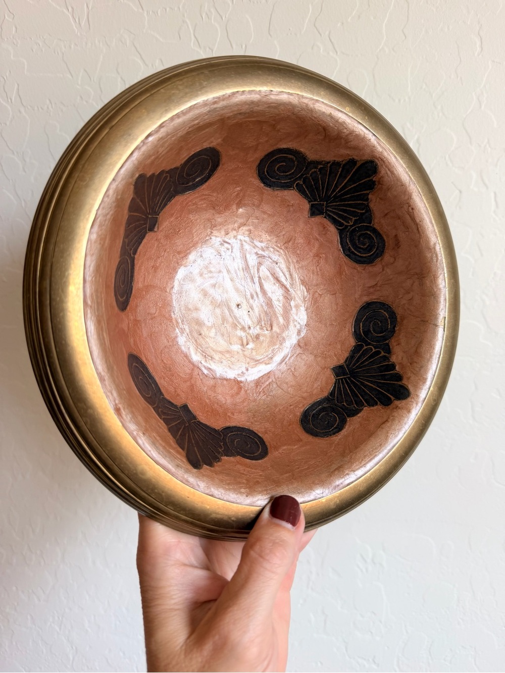 VINTAGE GREEK MOTIF BRASS BOWL